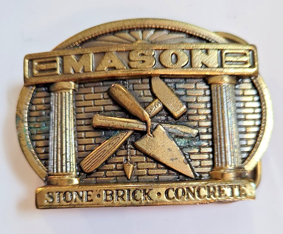 VTG Mason Tradesman Brass Belt Buckle 82 The Great American Buckle Co USA