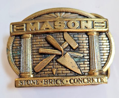 VTG Mason Tradesman Brass Belt Buckle 82 The Great American Buckle Co USA