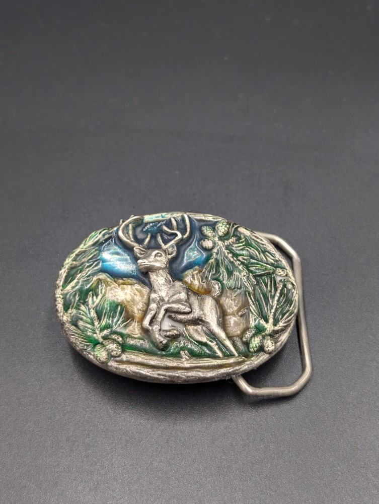 The Great American Buckle Co. Beautiful Color White Tail Deer Belt Buckle