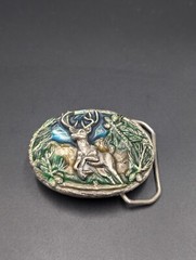 The Great American Buckle Co. Beautiful Color White Tail Deer Belt Buckle