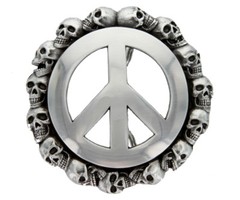 Antique Peace Sign Skull Belt Buckle Cool Buckle fit&rsquo;s up to 1-1/2&Prime; (38mm) Belt