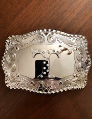 Big Western Initial Letter “T” Name Alphabet Monogram Unisex Men’s Belt Buckle