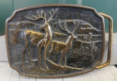VtgBrassBeltBuckleDeerBuckHunterGoldWesternClassicBikerRockabillyUSACowboy70s80s