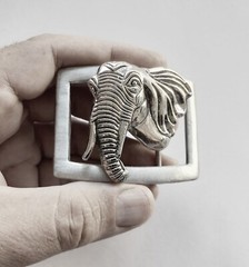 Elephant Silver Belt Buckle Men Women Wildlife Animal 925 Stamped By Jewels USA