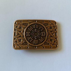 Metal Eight Trigrams Mens Ractangle Belt Buckle Brass Occult Plaque Celtic Cnot
