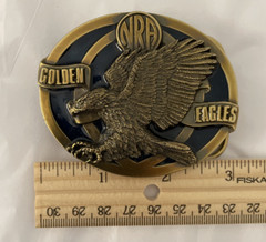 Vintage NRA Golden Eagles Embossed Gold/Black Heavy Belt Buckle Made in USA