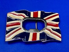 British UK Flag Union Jack Enameled Silver Tone Belt Buckle with Bottle Opener