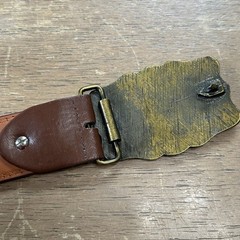 Brass BPOE ELKS Belt Buckle w/ Brown Leather Belt Size 34-36 Fraternal Order