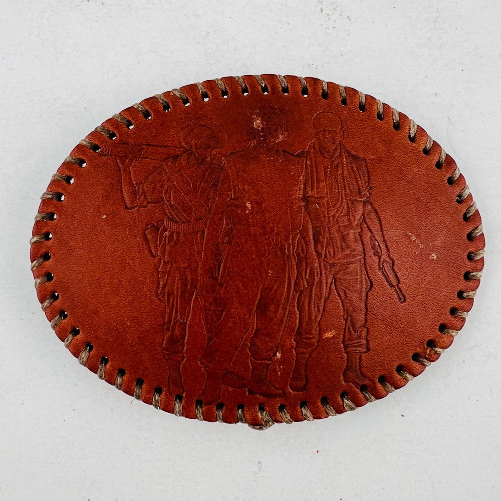 Vietnam War Memorial The Three Soldiers Statue Leather Stamped Belt Buckle
