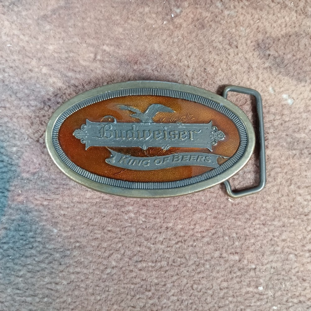 Vintage Budweiser King of Beers Oval Belt Buckle Kolcaro USA