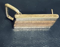 Solid Brass Belt Buckle Mens Rectangular Wood Inlay Brown Gold Western Fits 1.5&Prime;