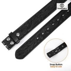 TRIWORKS Western Leather Belt Strap for Men without Fit Size 29&Prime;-33&Prime;, A-black