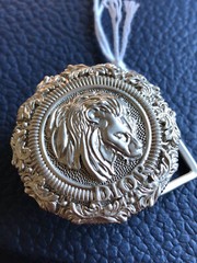 NIB RARE Peter Doig for DIOR ruthenium 35mm belt buckle lion head collectible