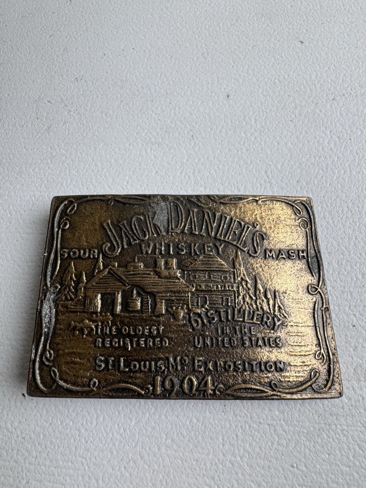 Vintage Jack Daniel&rsquo;s Brass Belt Buckle Sour Whiskey Mash 1904 Number 837