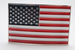 Men Women Belt Buckle Metal Silver United State America USA Flag Red White Blue
