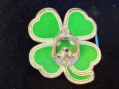 Lucky Four Leaf Clover Shamrock Green Silver Novelty Bottle Opener & Belt Buckle