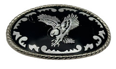 Vintage Western Express Black Enamel and Silver Colored Eagle Belt Buckle USA