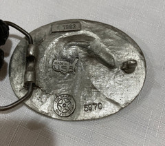 1992 Colorado Silver Star Eagle Head Buckle with Black Leather Belt Size 38 USA