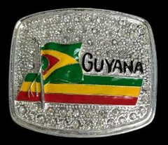 GUYANA GEORGETOWN COUNTRY FLAG RHINESTONE BELTS BUCKLES