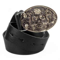 Santa Muerte german silver belt buckle, Skull El Día de Muertos belt buckle