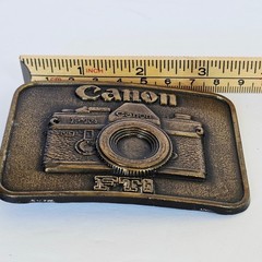 Vtg 70&rsquo;s Canon FTb Camera Belt Buckle Brass Tone Photography Accessory Retro 822