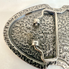 Skull & Crossbones Metal Belt Buckle 4” Studded Edge, Bandanna, And Banner