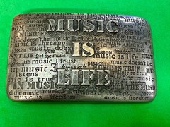 Music is Life Word Statement Musicians Poets Silver Color Belt Buckle