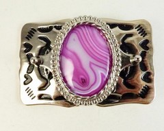 Peachblow Onyx 30×40 MM Rhodium Plated Buckle Unisex Made In The USA