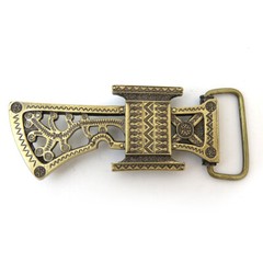 Runic Axe brass belt buckle, Medieval military weapon ax solid brass belt buckle