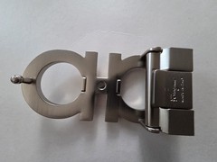 AUTH. SALVATORE FERRAGAMO SILVER GANCINI BELT BUCKLE FOR 1.3&Prime; WIDE BELT STRAP