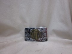 vintage belt buckle ornate horse head equestrian steed horseshoe Western Japan m