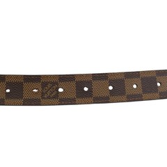 Louis Vuitton M6803 Damier Logo Buckle Suntulle Carre Leather Belt Brown Used
