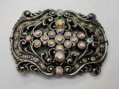 Victorian Style Multi-Color Rhinestone Jeweled See-Trough Ladies Belt Buckle