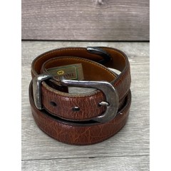 Trafalgar Kango Calf Belt Mens 34 Brown Leather Handmade USA Dress Buckle