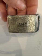 925 Sterling Silver Vintage Hammered Finish Belt Buckle Monogram AMC 17g