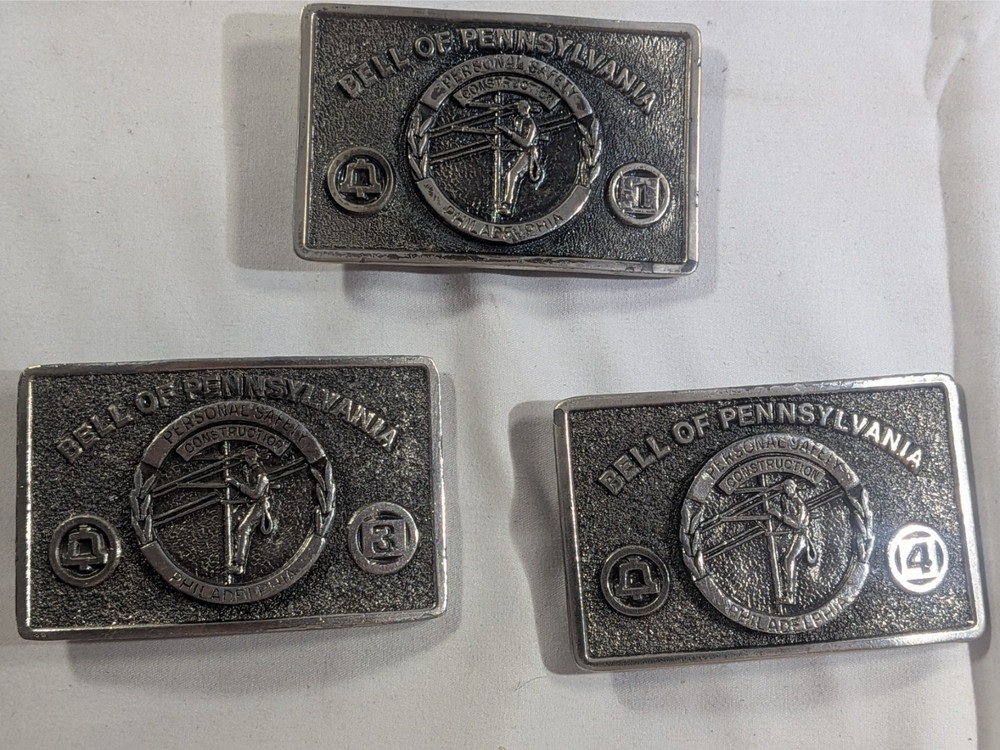 Vintage Bell of Pennsylvania Belt Buckles Lot of 3 | Brass | 1981–82 | USA Made