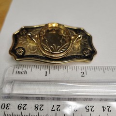 Vintage NOS Small Goldtone Belt Buckle Screw Oval Bezel Gemstone Blank Cabochon