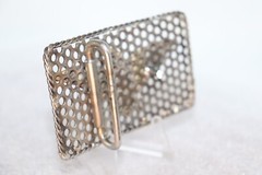 Industrial Brass Mounted Eagle on Perforated Steel Belt Buckle