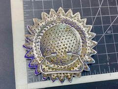 A Blue Green Sea Of Rhinestones – Starburst Cutout Vintage Belt Buckle