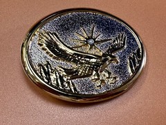 Majestic American Eagle Flying Wings Wide W/ Starburst Two Tone NOS Belt Buckle
