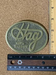 The Great Merle Haggard « Hag » Belt Buckle YELLOW BRASS Very Strong 3.5 inches