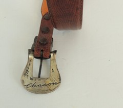 Chacon Sterling Buckle Genuine Lizard Belt Made In USA Mens 36 Marked Sterling