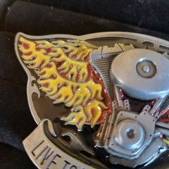 Live To Ride Ride To Live Flaming Biker Belt Buckle Metal & Glossy Enamel