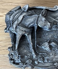 Vintage Pewter 3D Belt Buckle Arroyo Grande Buckle Co. 1981 Gold Mining Panning