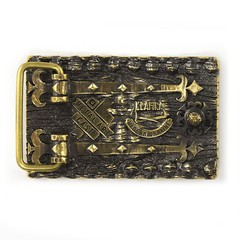 Brass belt buckle Engraved, Slavic sign, Ukrainian carvings style belt buckle