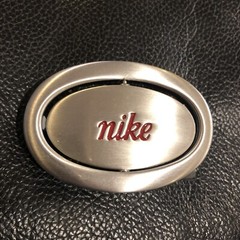 Nike Spellout Swoosh Silver Black Pink Belt Buckle