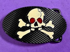 Creepy Red Eyes Skull Crossbones Halloween Gothic Punk Vibe Enameled Belt Buckle