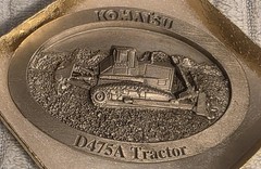 Vintage 1997 Metal Belt Buckle, Komatsu, D475A Tractor, Bulldozer, Construction