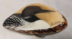 Belt Buckle Antler Elk Hand Painted Bird Signed By Artist Alice B Semich Nice