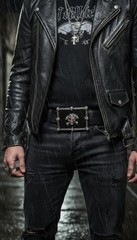 Men Women Buckle Silver Skulls Skeleton Halloween Black Pirate Deat Big Gothic